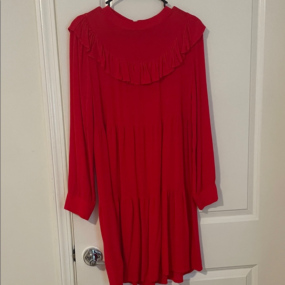 Time and Tru Vibrant Red Long Sleeve Dress